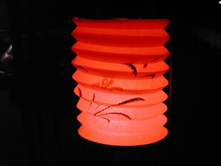 Lit paper lanterns
